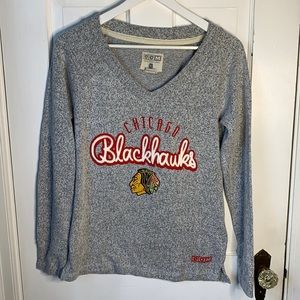 Vintage Chicago Blackhawks V Neck Hockey NHL Long Sleeve Sweater Sweatshirt Sz S